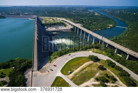 Hydro Power The Massive Mansfield Dam Holding Back Water Along The Colorado River Above Austin , Tex