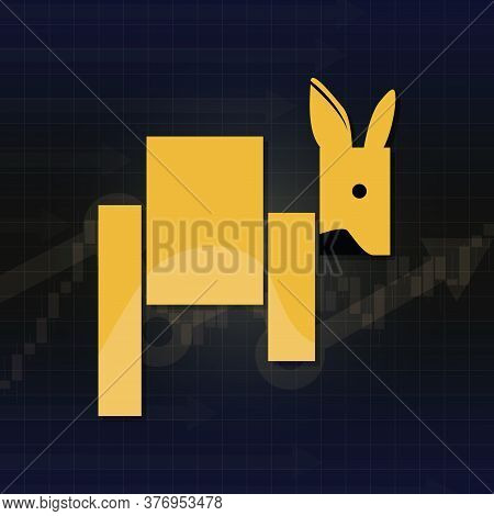 Kangaroo symbols on stock market vector. Fund, forex or commodity price charts, on abstract background. Symbol of the yellow kangaroo candle stick graph chart, sensitive investment trading. Sideway trend