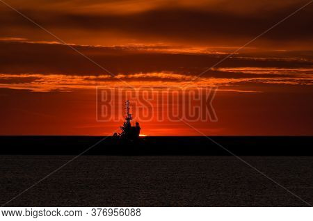 Fireboat And Sun - Sunrise Over The Seaport