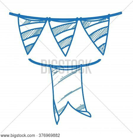 Festive Colorful Flags Sketch. The Elements For Infographics With A Hand-drawing Style.