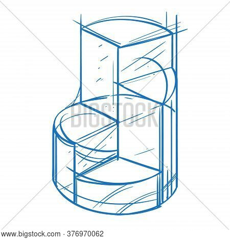 Comparison Chart In The Form Of A Divided Cylinder. Element For Infographics In The Hand Drawing Sty
