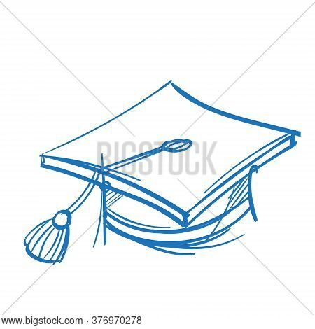 Square Academic Cap Sketch. The Elements For Infographics With A Hand-drawing Style.