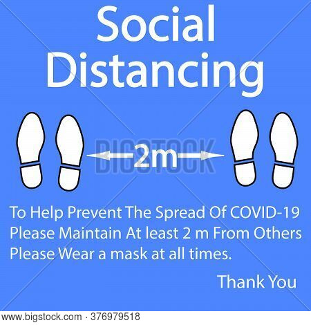 Foot Symbol Marking To Help Prevent The Spread Of Covid19 Please Maintain At Least 2 M From Others, 