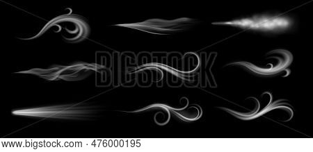 Blowing And Howling Wind, Isolated Effect Of Smoke Of Fumes, Vapors Air Current. Swirls And Straight