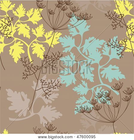 Seamless pattern with decorative herbs