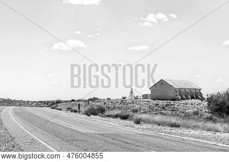 Karos, South Africa - Feb 24, 2023: An Abandoned School Building On Road N10 Near Karos In The North