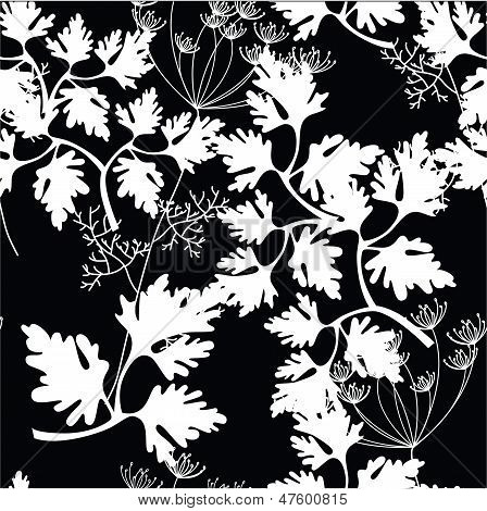 Seamless pattern with white decorative herbs