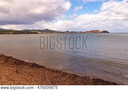View From Magazzini Beach To The Skyline Of Portoferraio, Elba Island, Italy
