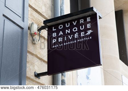 Lyon , Aura France - 05 01 2023 : Louvre Banque Privee By La Banque Postale Logo Sign And Brand Logo