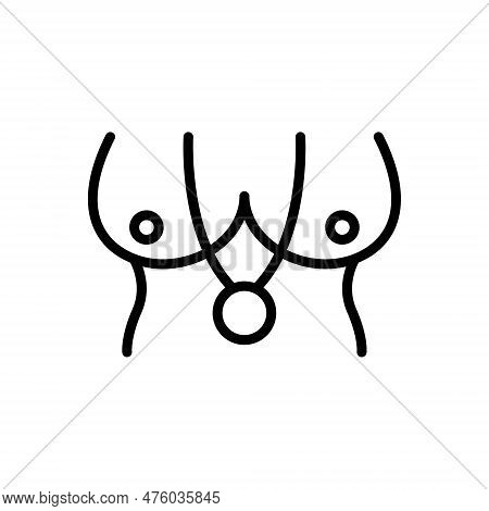 Black Line Icon For Tits Teat Breasts Woman Feeding Busty Chest Nudity Boobies Nipple Mamilla Mammil