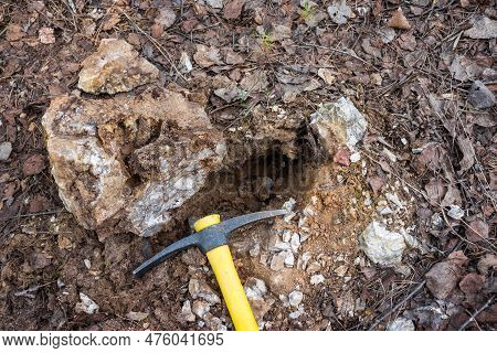 Large Stone Removed From The Ground With A Pickaxe, Rockhounding