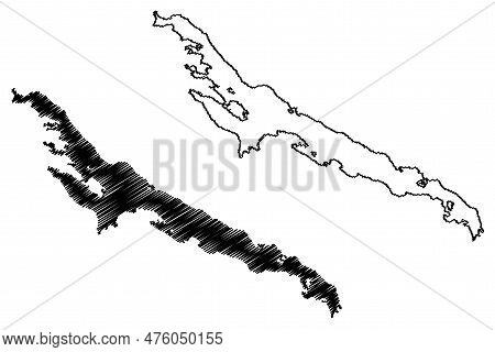 Lake Akkajaure (kingdom Of Sweden) Map Vector Illustration, Scribble Sketch Áhkájávrre Map