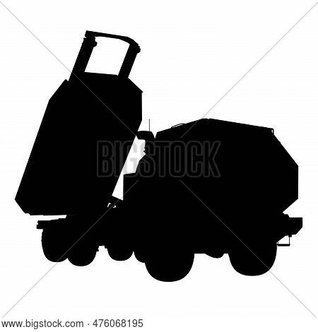 Himars Silhouette. High Mobility Artillery Rocket System. Tactical Truck. Illustration Isolated On W