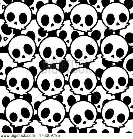 Day Of The Dead Colorful Sugar Skull With Floral Ornament Seamless Pattern