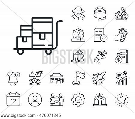 Wholesale Delivery Sign. Salaryman, Gender Equality And Alert Bell Outline Icons. Inventory Cart Lin