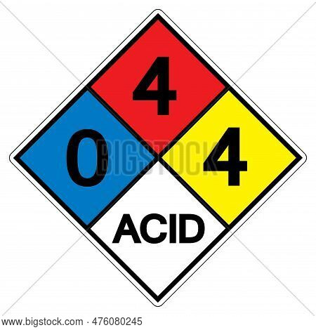 Nfpa Diamond 704 0-4-4 Acid Symbol Sign, Vector Illustration, Isolate On White Background Label. Eps
