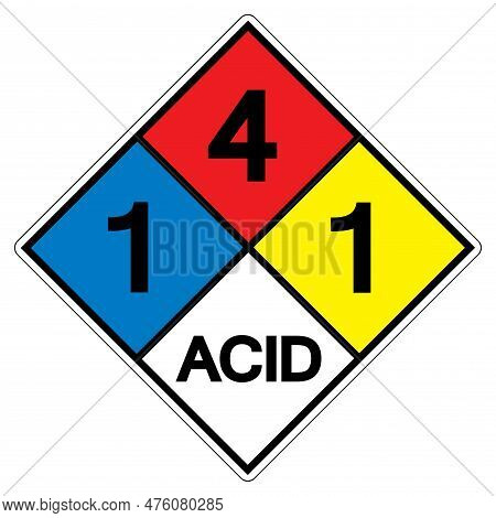 Nfpa Diamond 704 1-4-1 Acid Symbol Sign, Vector Illustration, Isolate On White Background Label. Eps