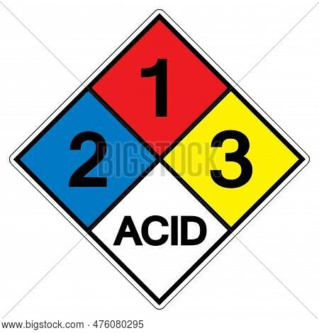 Nfpa Diamond 704 2-1-3 Acid Symbol Sign, Vector Illustration, Isolate On White Background Label. Eps