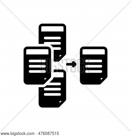 Black Solid Icon For Briefly Shortly Succinctly Summarily Summary Jotting Brevity Summarization Abbr