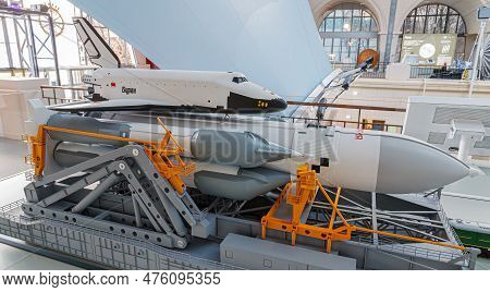 Moscow, Russia - November 28, 2018: Space Museum. Inside The Cosmonautics And Aviation Centre In The