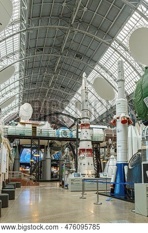 Moscow, Russia - November 28, 2018: Space Museum. Inside The Cosmonautics And Aviation Centre In The