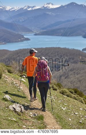 Hikkers In The Mountain. Healthy Lifestyle. Trekking