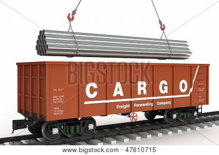 โหลดท่อในรถไฟ wagon