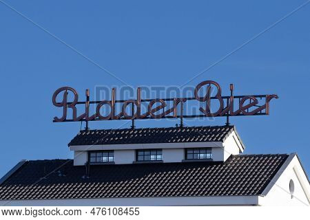 Maastricht, Netherlands - November 10, 2022: Logo Of Ridder Bier On The Historical Building Of The B