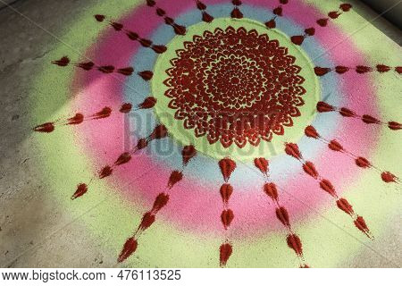 Rangoli Designs For Diwali And All Indian Festivals. Rangoli Or Colourful Floral Patterned Design Fo