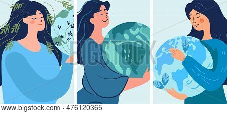 Woman Hands Cradling The Globe, Embodying The Essence Of Environmental Stewardship. A Concept Signif