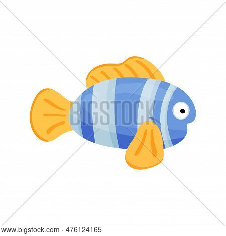 Cool Finny Fish Vector Ilustration Isolated On A White Background. Marine Life, Ocean Animals