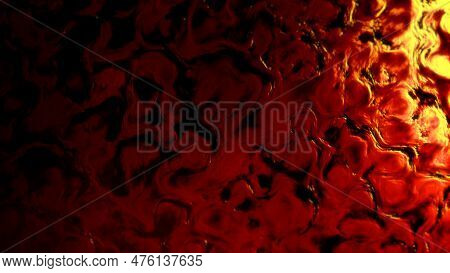 Scary Grunge Red - Yellow Infernal Ingrained Curves Relief - Abstract 3d Rendering