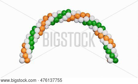 Orange, White And Green Balloons In Shape Of Arc, Gate Or Portal. 3d Rendering