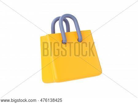 Paper Package 3d Render Icon - Gift Product, Commerce Handbag And Cartoon Mall Bag. Fashion Store