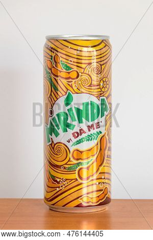 Pruszcz Gdanski, Poland - May 6, 2023: Can Of Mirinda Vi Da Me. Mirinda Tamarind Flavour.