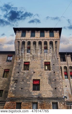 Bologna, Italy Lapi Tower, Torre Lapi, Part Of The Municipal Building, Incorporated Into The Walls O