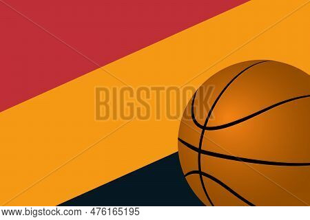 Basketball With Color Theme Background Of Professional Basketball Team. Vector Of Red Orange And Bla