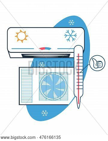 Air Conditioner Unit Emblem For Repair Services And Branding, Flat Vector Illustration Isolated On W