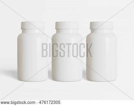 Pill Bottle Medichine White Color And Realistic