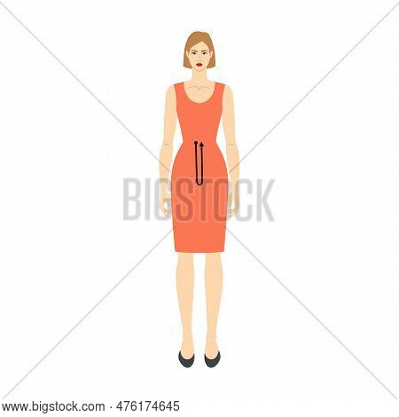 Women To Do Crotch Depth Measurement Body With Arrows Fashion Illustration For Size Chart. Flat Fema
