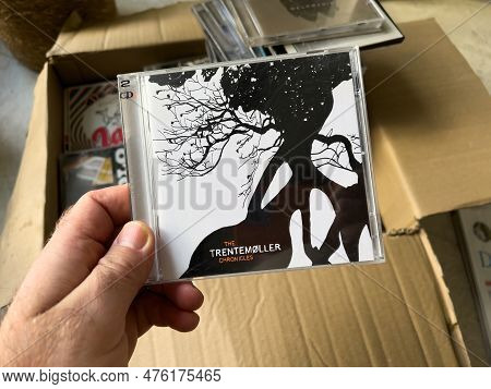 Paris, France - 1 Jan 13, 2023: Point Of View - A Man Unboxes A Trove Of Classic Recordings, Eagerly