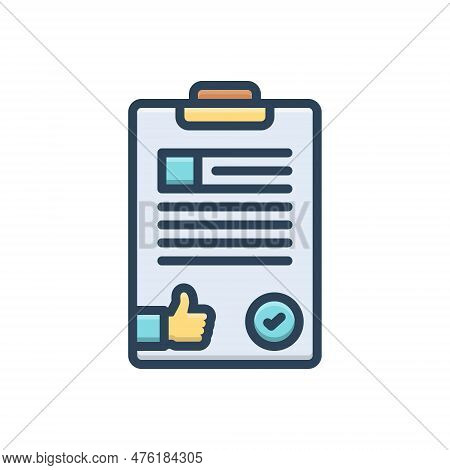 Color Illustration Icon For Certainly Sure Absolutely Assuredly Exactly Surely Document Clipboard