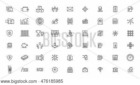 Set Of Fintech Modern Icons. Simple Line Art Style Icons Pack.fintech Simple Concept Icons Set. Cont
