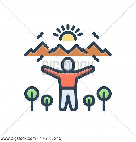 Color Illustration Icon For Self Oneself Himself Myself Yourself Me Human Posture