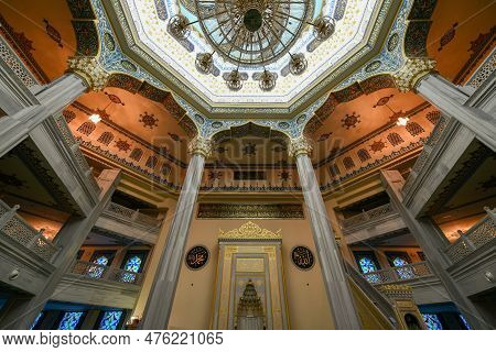 Moscow, Russia - Jan 22, 2022: Cathedral Mosque In Moscow, Russia. Islamic Religious Architecture. M