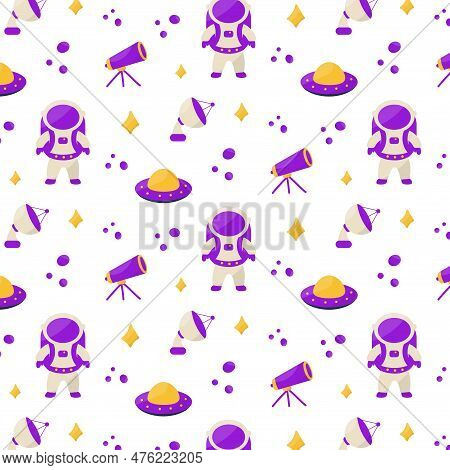 Astronaut Telescope Spaceship Space Science Satellite Dish Ufo