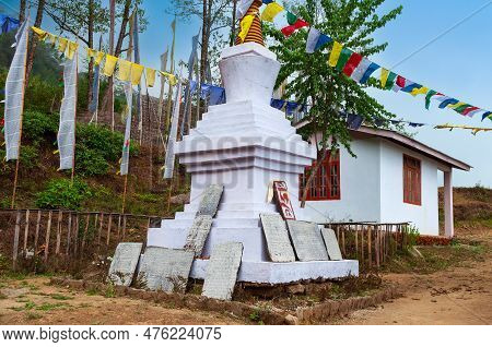 Big White Buddhist Stupa, Hemispherical Structure Containing Relics (remains Of Buddhist Monks Or Nu