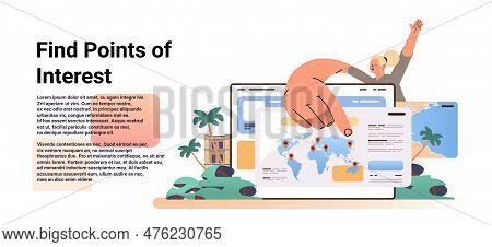Woman Selecting And Booking Excursions Tour Personal Guide Selection Find Points Of Interest Concept