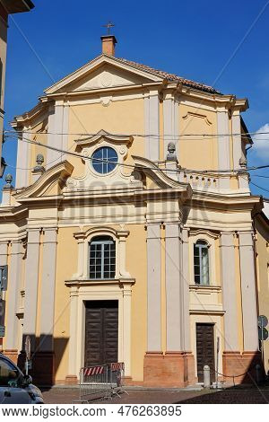 Facade Of The Oratory Of San Luigi Church In San Secondo Parmense In The Province Of Parma - Italy.
