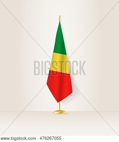 Congo Flag On A Flag Stand. Vector Illustration.